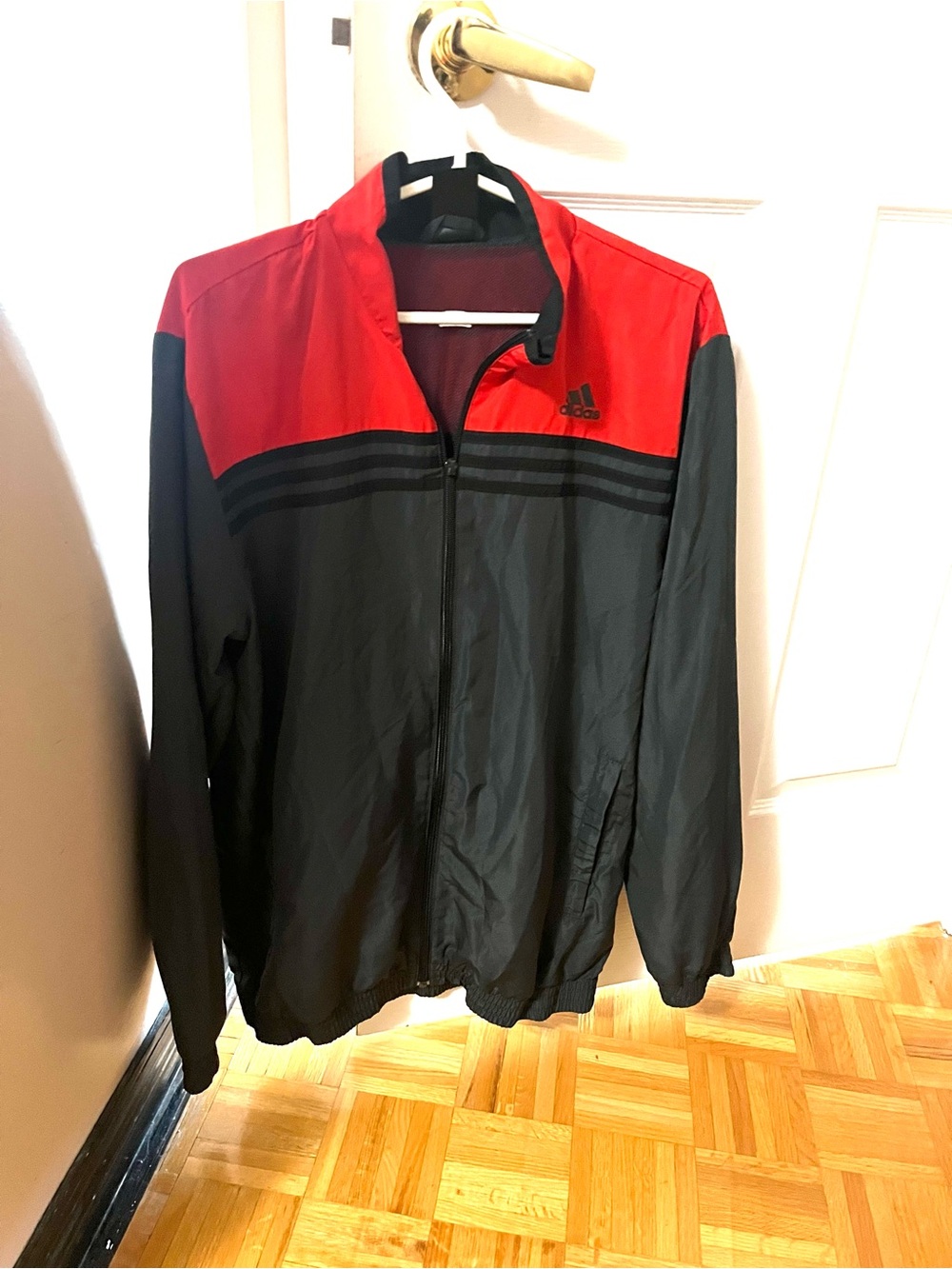 adidas Grey and Orange and Black Men's Size Medium Windbreaker Jacket